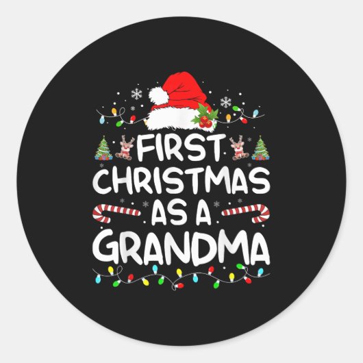 First Christmas As A Grandma Matching Christmas Ne ラウンドシール (正面)