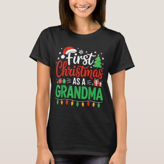 First Christmas As A Grandma Matching New Nana Gra Tシャツ (正面)
