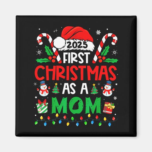 First Christmas As A Mom Family Matching New Mommy マグネット (正面)