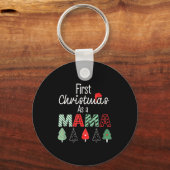 First Christmas As A Mom New Mama Family Matching キーホルダー (正面)