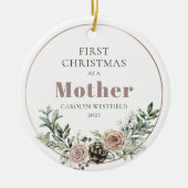 First Christmas as a Mother Name Year セラミックオーナメント (正面)