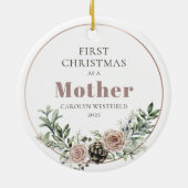 First Christmas as a Mother Name Year セラミックオーナメント (裏面)