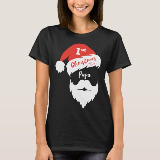 First Christmas As A Papa  Santa Face Tシャツ (正面)