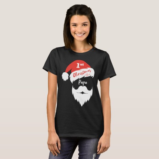 First Christmas As A Papa  Santa Face Tシャツ (正面フル)