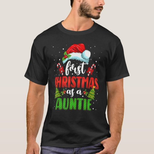 First Christmas As An Auntie Santa Gender Reveal C Tシャツ (正面)