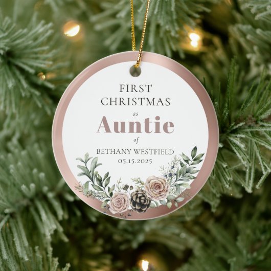 First Christmas as Auntie Photo Keepsake セラミックオーナメント (ツリー)