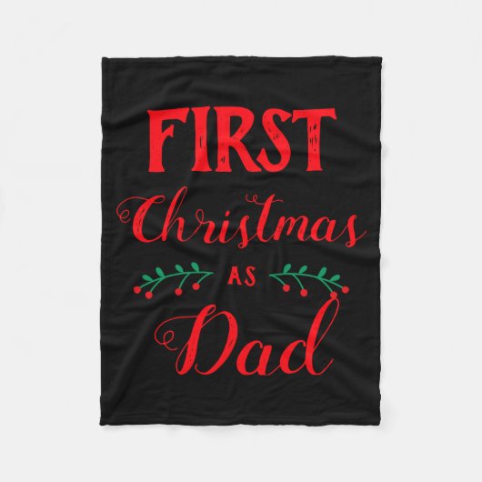 First Christmas As Dad Family Matching Red Text  フリースブランケット (正面)