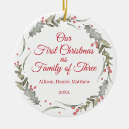 First Christmas as Family Custom Photo Keepsake セラミックオーナメント