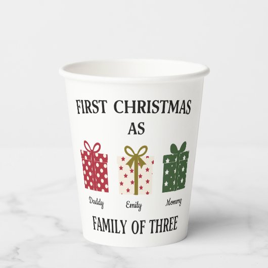 First Christmas as Family of 3 Keepsake 紙コップ (裏面)
