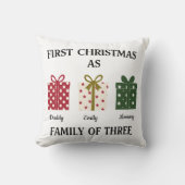 First Christmas as Family of Three Gift クッション (正面)
