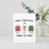 First Christmas as Family of Three Gift シーズンポストカード (スタンド正面)