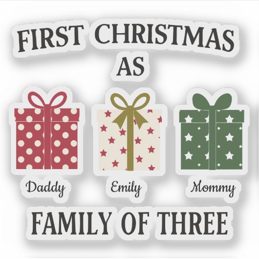 First Christmas as Family of Three Gift シール (正面)