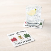 First Christmas as Family of Three Gift スクエアペーパーコースター (インサイチュ)