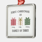 First Christmas as Family of Three Gift メタルオーナメント (左)