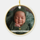 First Christmas As Grandma Grandpa Baby Photo Name セラミックオーナメント (裏面)