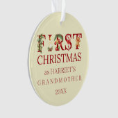 First Christmas as Grandma Red Typography – Custom オーナメント (正面)