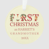 First Christmas as Grandma Red Typography – Custom オーナメント (正面)