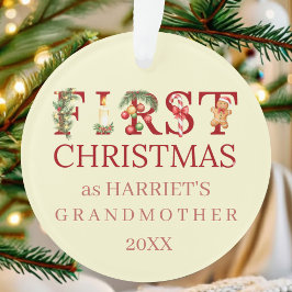 First Christmas as Grandma Red Typography – Custom オーナメント