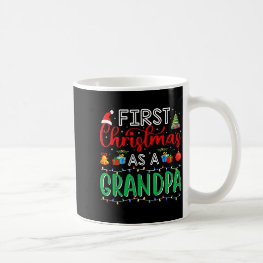 First Christmas As Grandpa Family Matching New Gra コーヒーマグカップ (右)