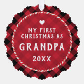 First Christmas as Grandpa Photo Keepsake  オーナメントカード (正面)