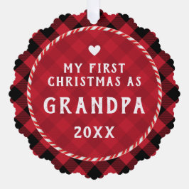 First Christmas as Grandpa Photo Keepsake  オーナメントカード
