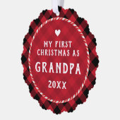 First Christmas as Grandpa Photo Keepsake  オーナメントカード (左)