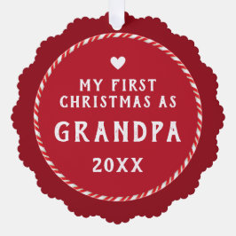 First Christmas as Grandpa Photo Keepsake  オーナメントカード