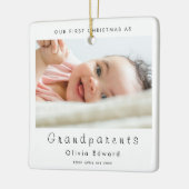 First Christmas as Grandparents Baby Photo セラミックオーナメント (左)