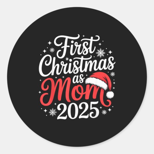 First Christmas As Mom 2025 Family Matching New Mo ラウンドシール (正面)