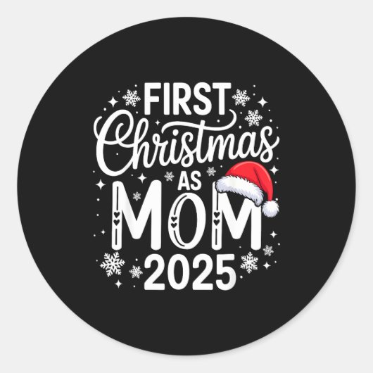 First Christmas As Mom 2025 Matching Family Holida ラウンドシール (正面)