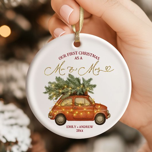 First Christmas as Mr and Mrs セラミックオーナメント