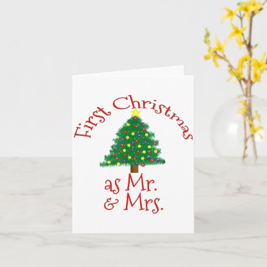 First Christmas As Mr And Mrs - Matching Newlyweds カード (黄色い花)