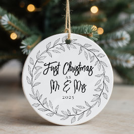 First Christmas as Mr & Mrs Photo Keepsake セラミックオーナメント