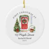 First Christmas at New Address – Red Door  セラミックオーナメント (裏面)