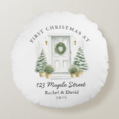 First Christmas at New Address – Red Door  ラウンドクッション (正面)