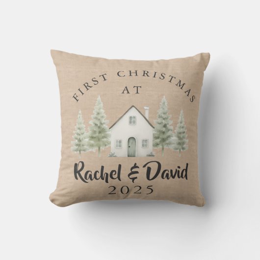  First Christmas at New Home Pillow  クッション (正面)