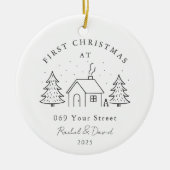 First Christmas at Our New Address – Minimal House セラミックオーナメント (正面)