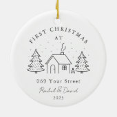 First Christmas at Our New Address – Minimal House セラミックオーナメント (裏面)