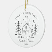 First Christmas at Our New Home – Moon & Deer Line セラミックオーナメント (左)
