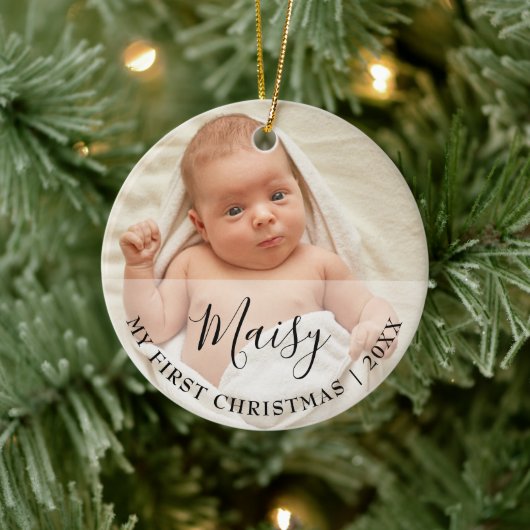 First Christmas Baby 2 Photo Script Name セラミックオーナメント (ツリー)