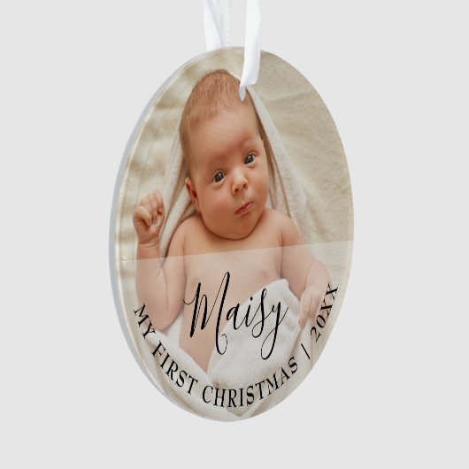 First Christmas Baby 2 Photo Script Name Ornament オーナメント (正面)