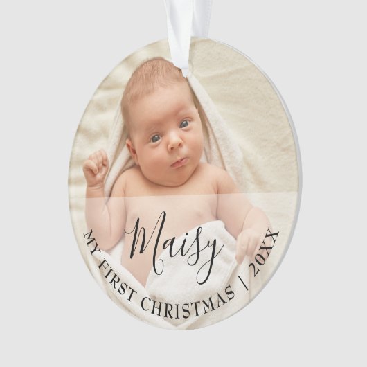 First Christmas Baby 2 Photo Script Name Ornament オーナメント (正面)