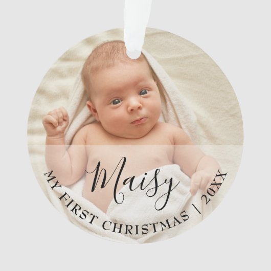 First Christmas Baby 2 Photo Script Name Ornament オーナメント (正面)