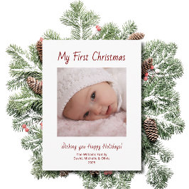 First Christmas Baby Girl Photo Festive シーズンポストカード
