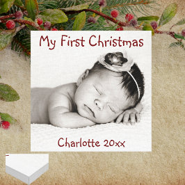 First Christmas Baby Photo Add Name キャンバスプリント