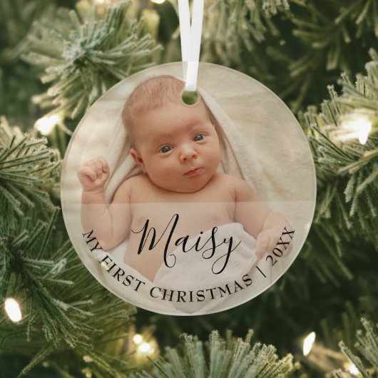 First Christmas Baby Photo Script Name ガラスオーナメント (インサイチュ)
