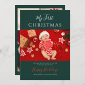 First Christmas Baby Photos Festive シーズンカード (正面/裏面)