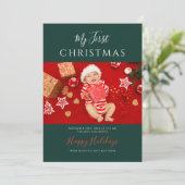 First Christmas Baby Photos Festive シーズンカード (スタンド正面)