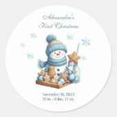 First Christmas Birth Announcement ラウンドシール (正面)