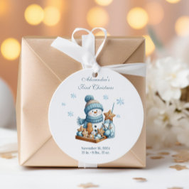 First Christmas Birth Announcement ラウンドシール